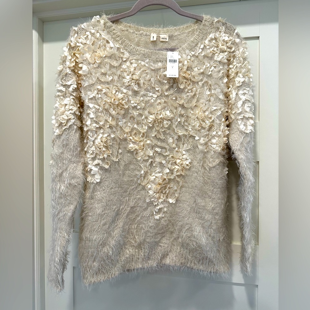 MOTH Sweater with floral appliqué Anthropologie